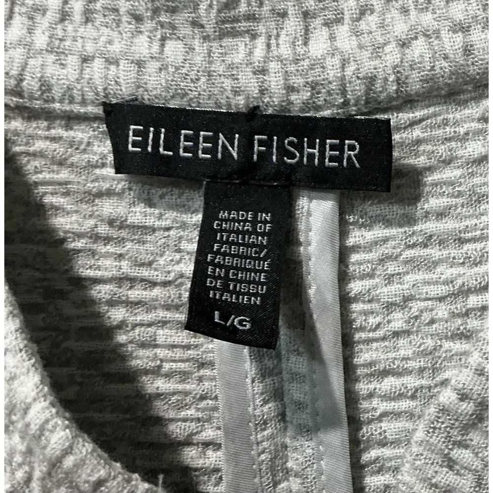 Eileen Fisher Pearl Textural Cotton Tencel Stretch Stand Collar Jacket‎ L